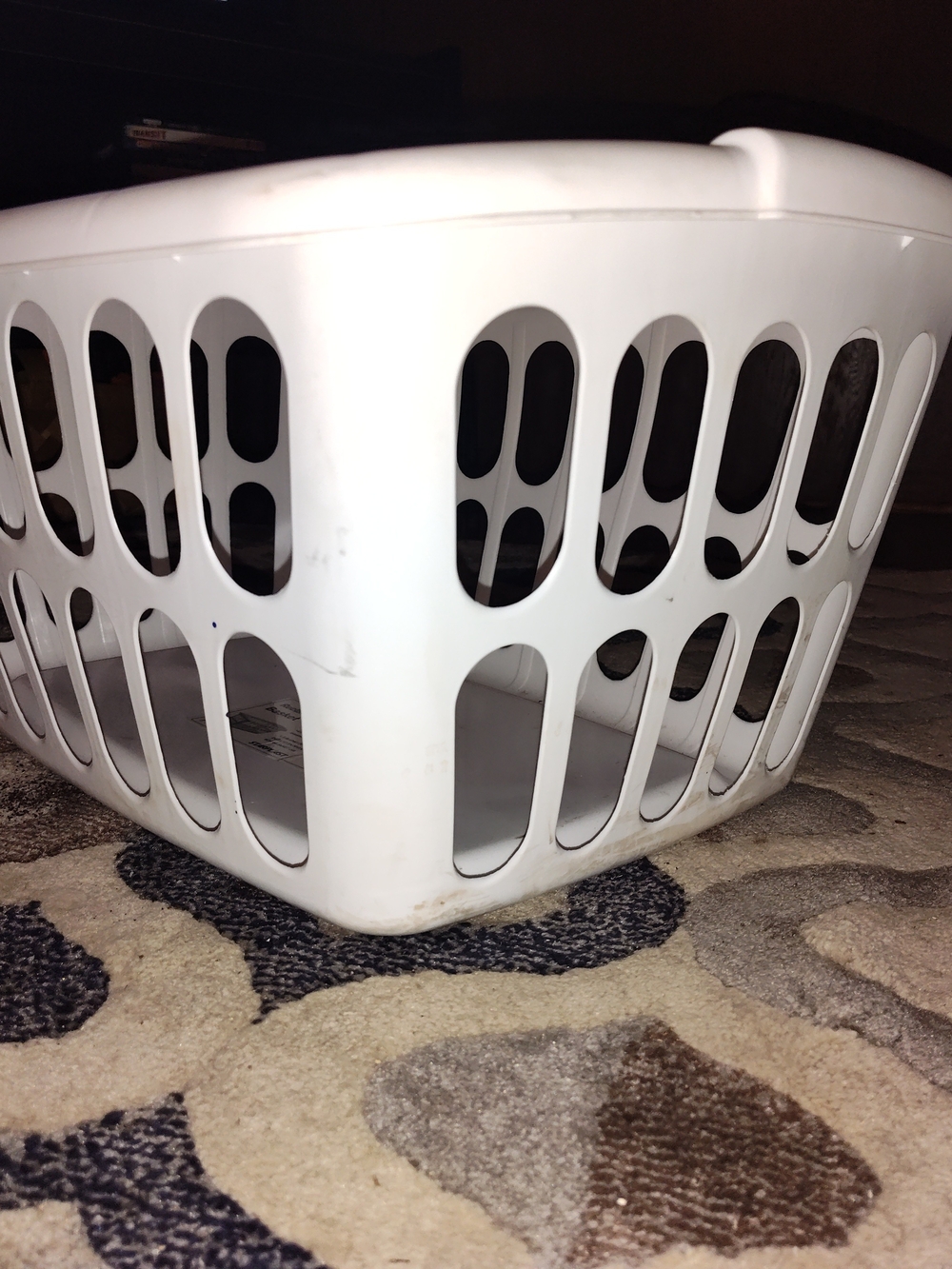 White Rectangular Laundry Basket - Durable Plastic - Picture 2 of 3